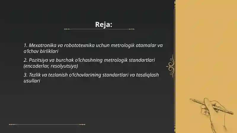 Mexatronika va Robotatexnika boʻyicha qoʻllaniladigan asosiy metrologik standartlar tahlili 2
