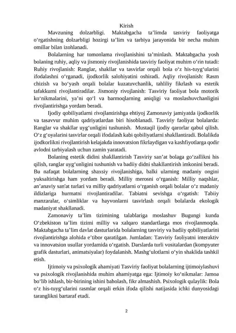 Tasviriy faoliyat tushinchasi va uning mohiyati 2