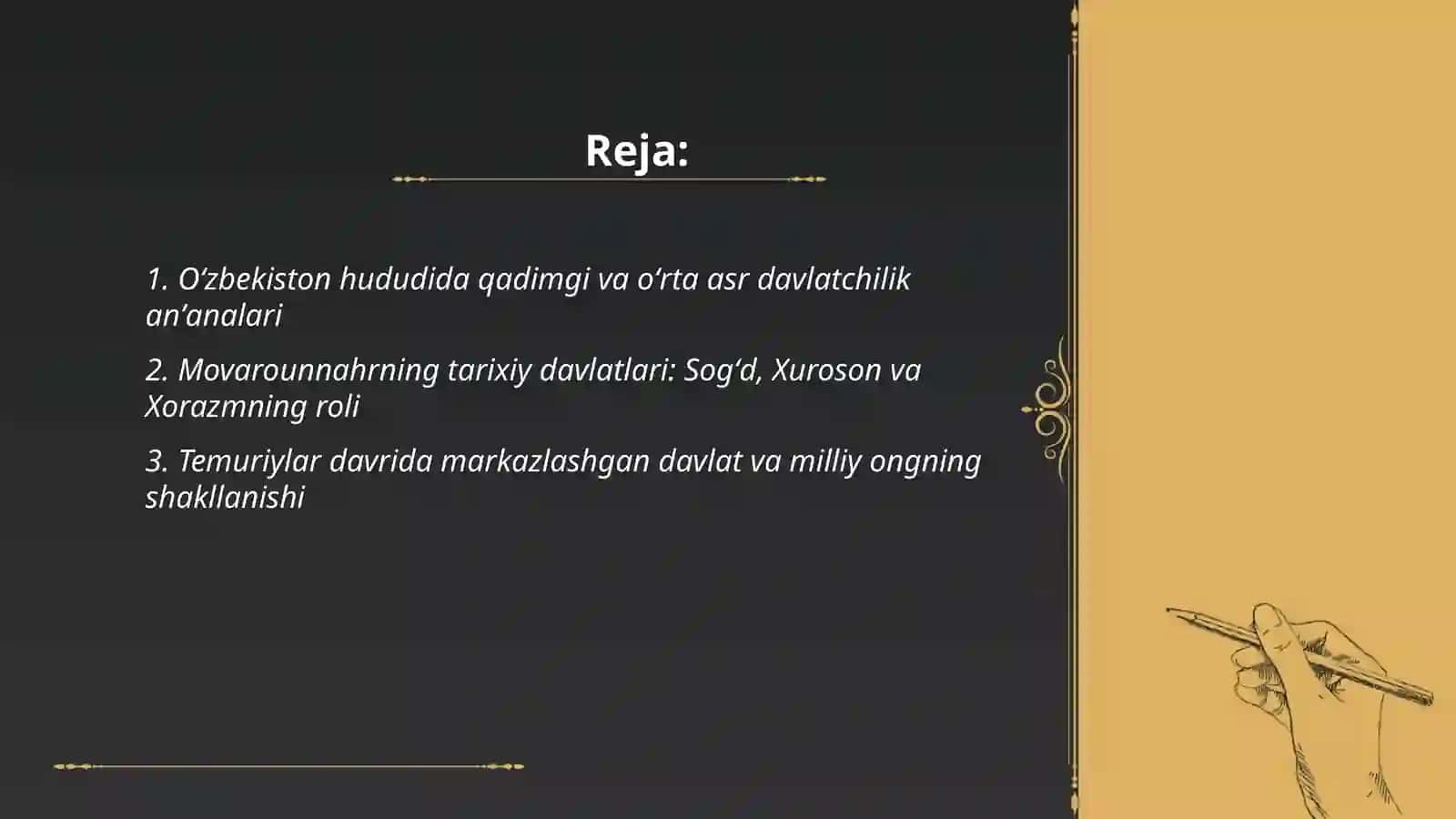 Oʻzbekiston Respublikasi milliy davlat chiligining shakllanishi va rivojlanishi 2