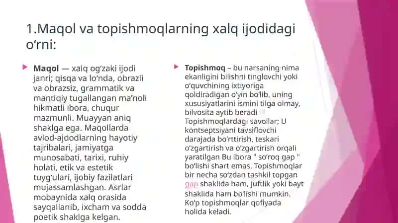 Xalq maqollari va topishmoqlar 2