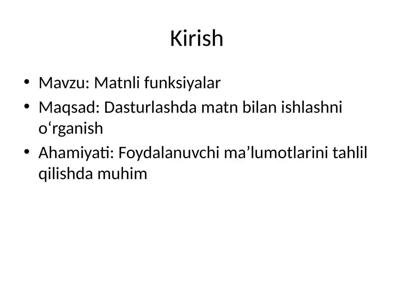 Matnli funksiyalar 2