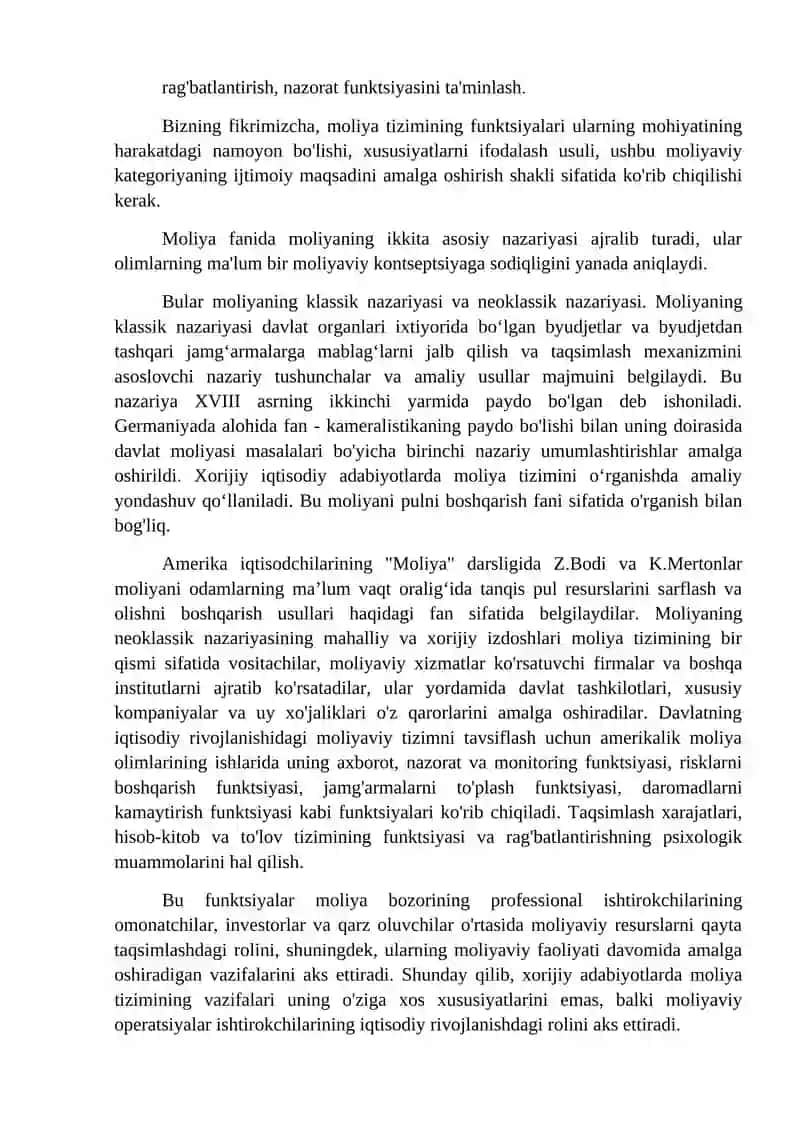 Moliyaviy tizim funktsiyalari va ularning evolyutsiyasi 2