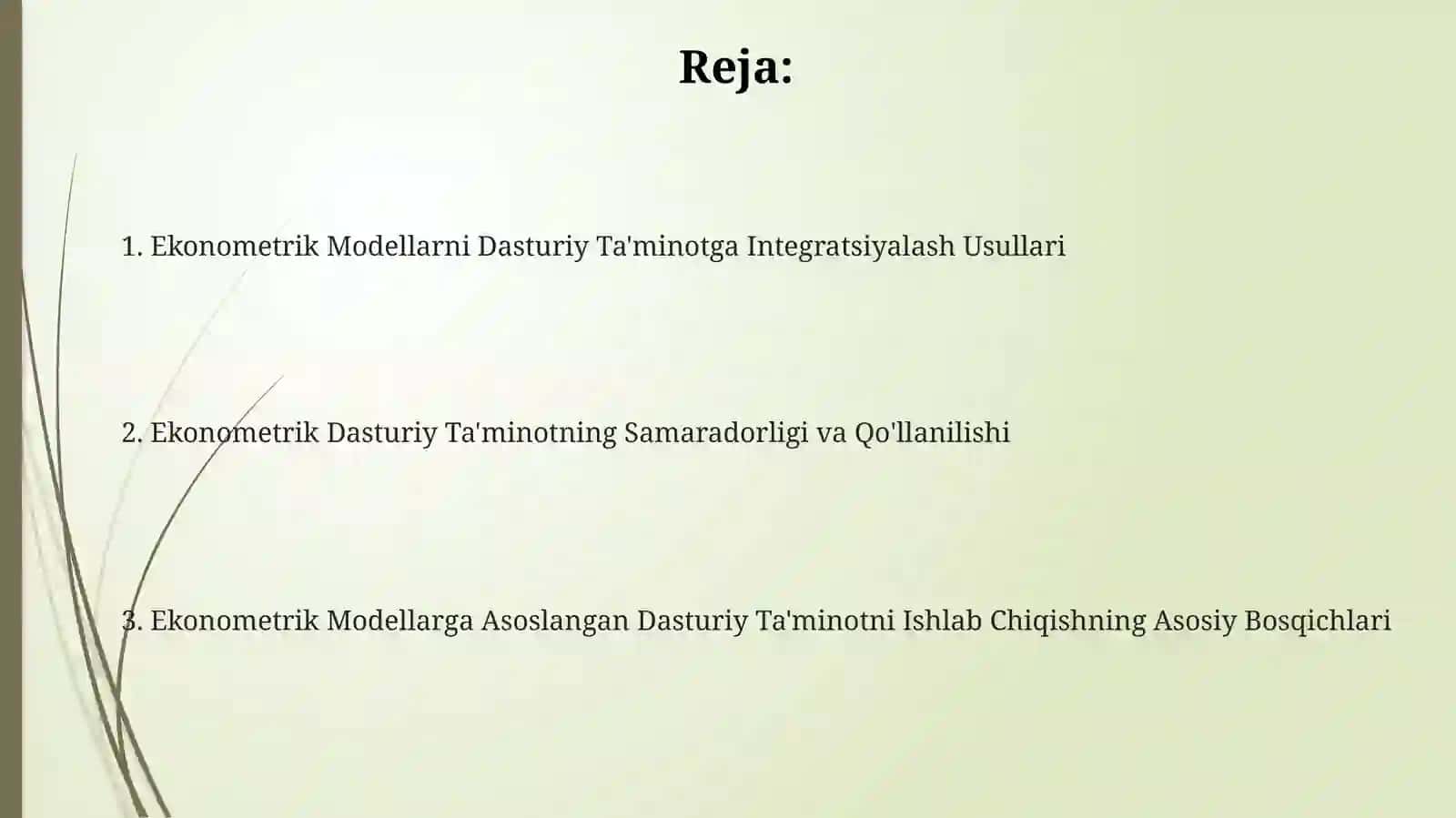Ekonometrik modellar asosida dastur tuzish 2