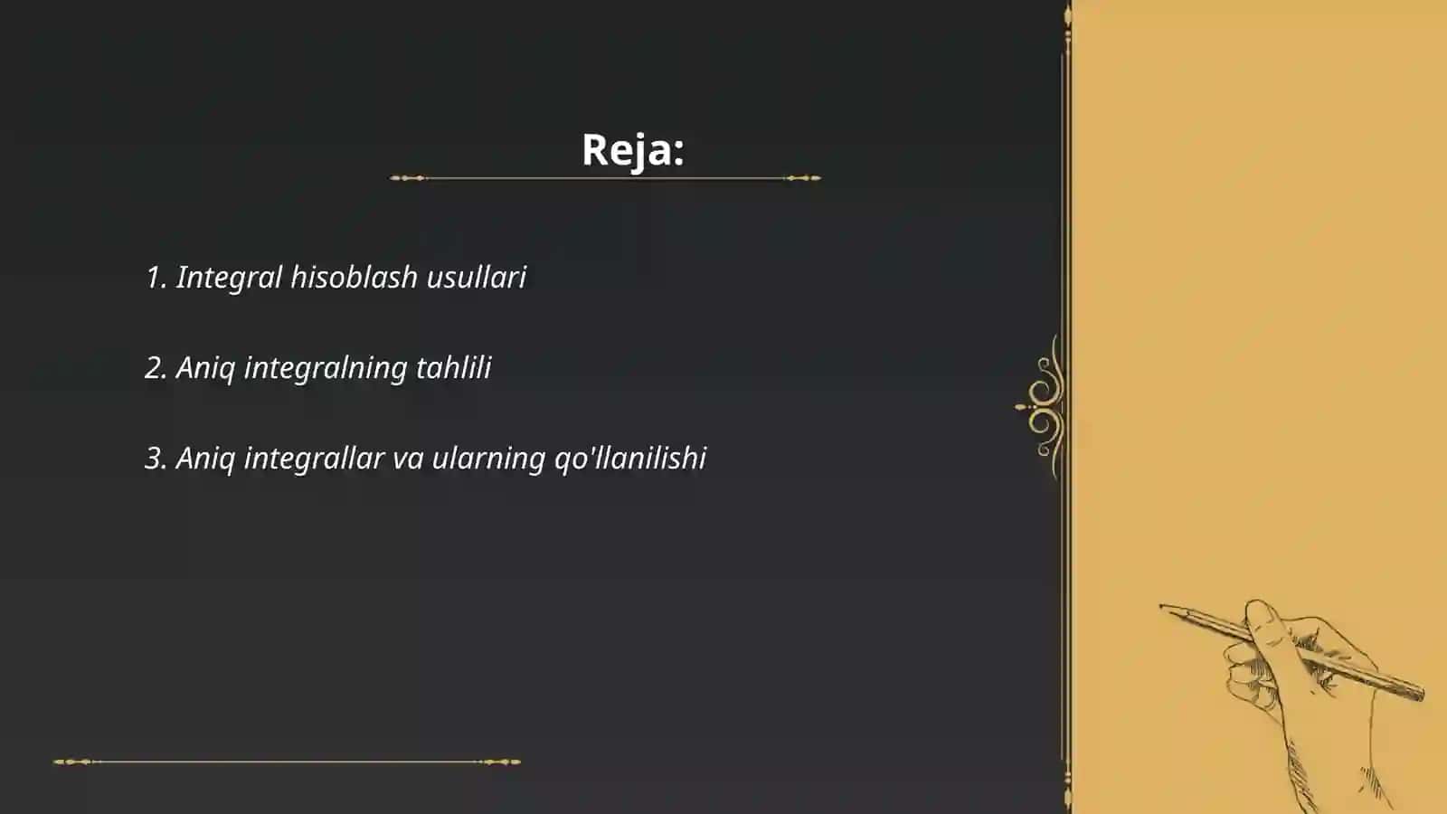 Integral usuli va uni tahlilda qo'llanilishi 2
