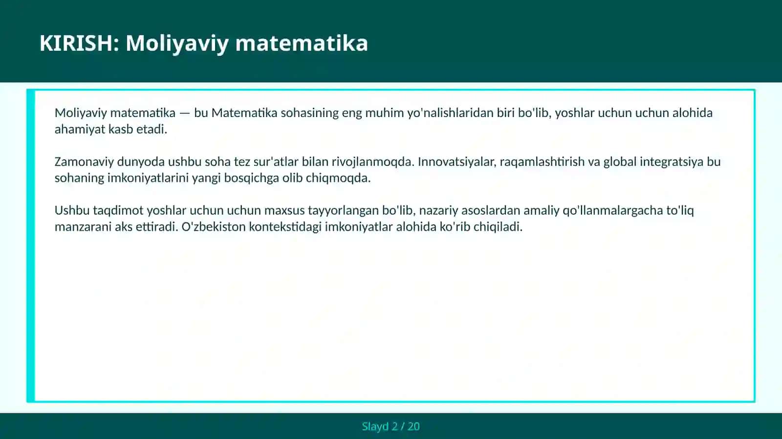 Moliyaviy matematika 2