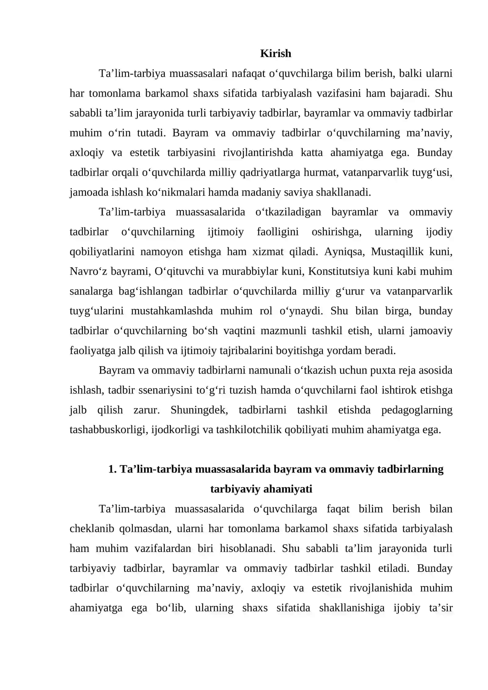 Ta’lim-tarbiya muassasalarida bayramlar va ommaviy tadbirlarni namunali o‘tkazish 2