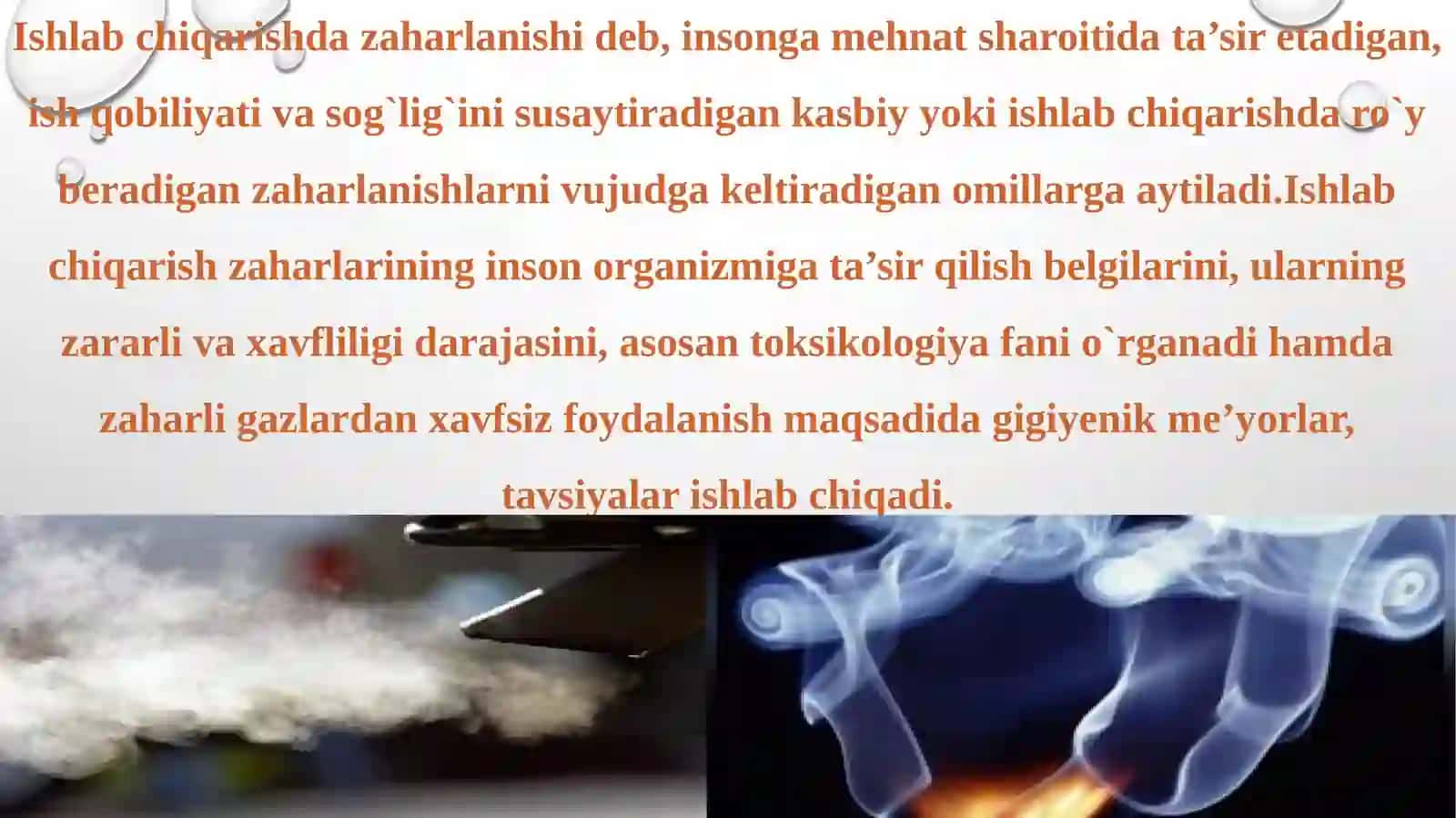 Ishlab chiqarishda zaharlanish va uning turlarini aniqlash 2