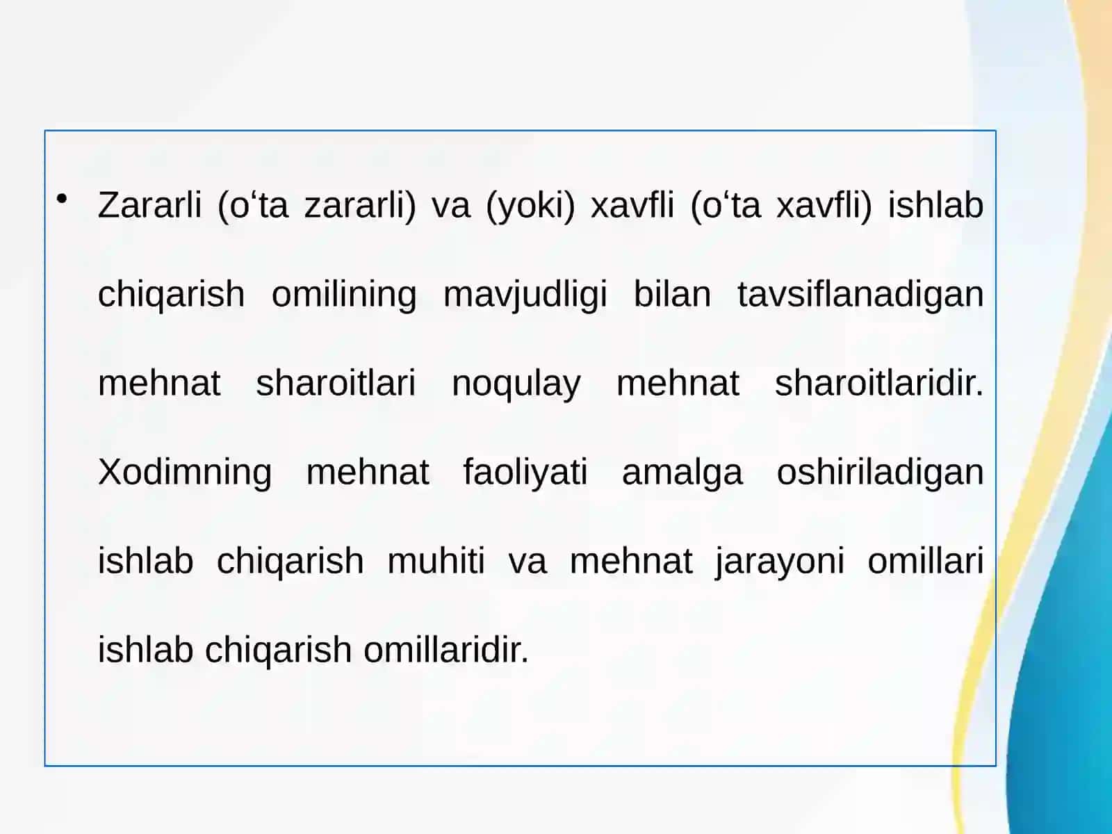 Mehnat sharoitlari va mehnatni muhofaza qilish holatini monitoring qilish 2