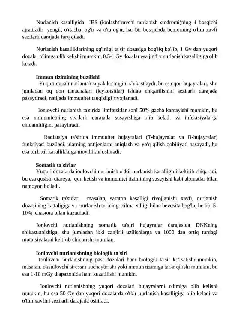 Ionlashtiruvchi nurlar biologik efekti 2