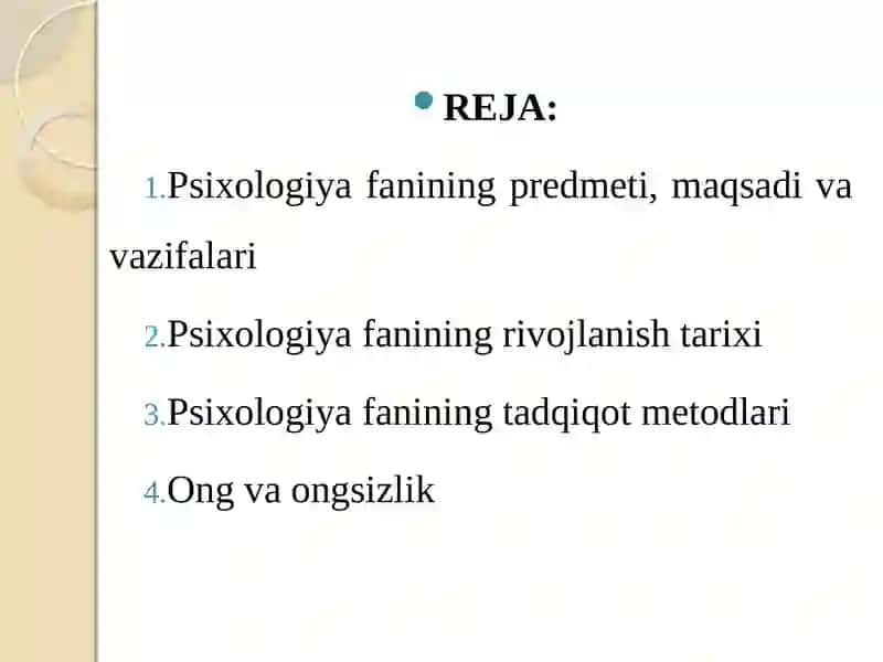 psixologiya fanining predmeti va rivojlanish tarixi 2