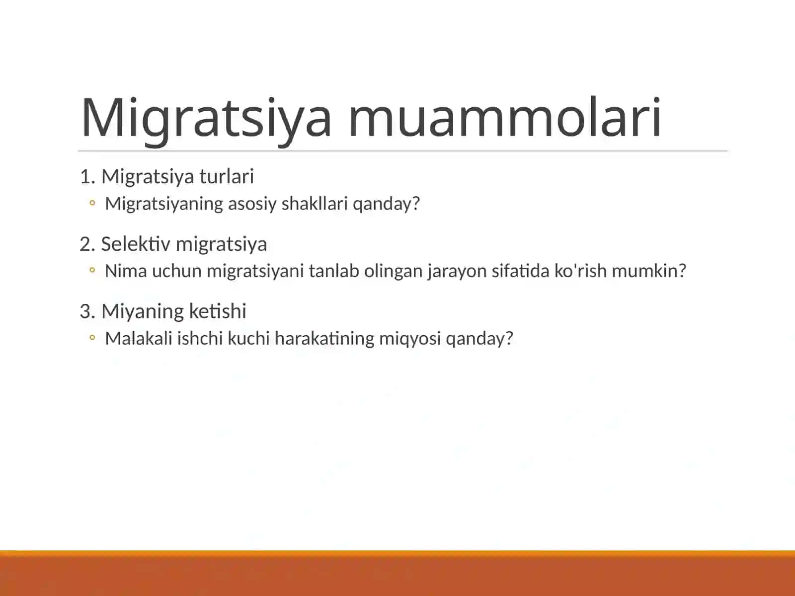 Migratsiya tahlili:asosiy ma'lumotlar 2