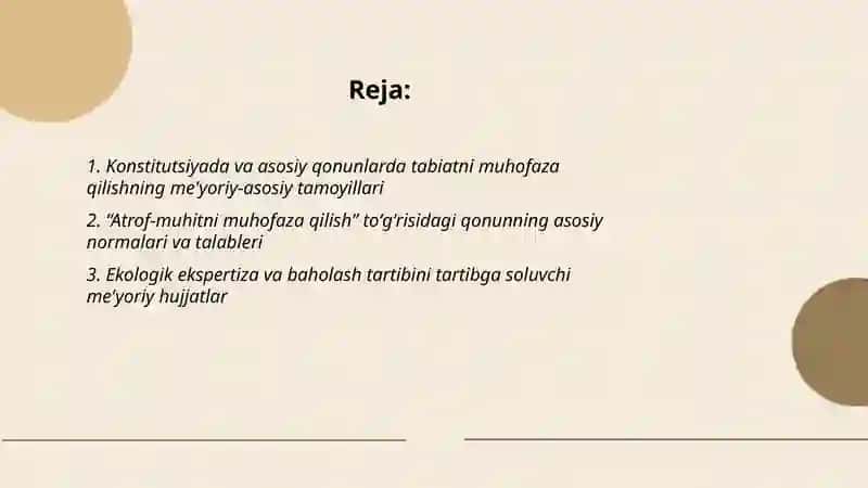Tabiatni muxofaza qilish masalalarini meyoriy hujatlarda yoritish 2
