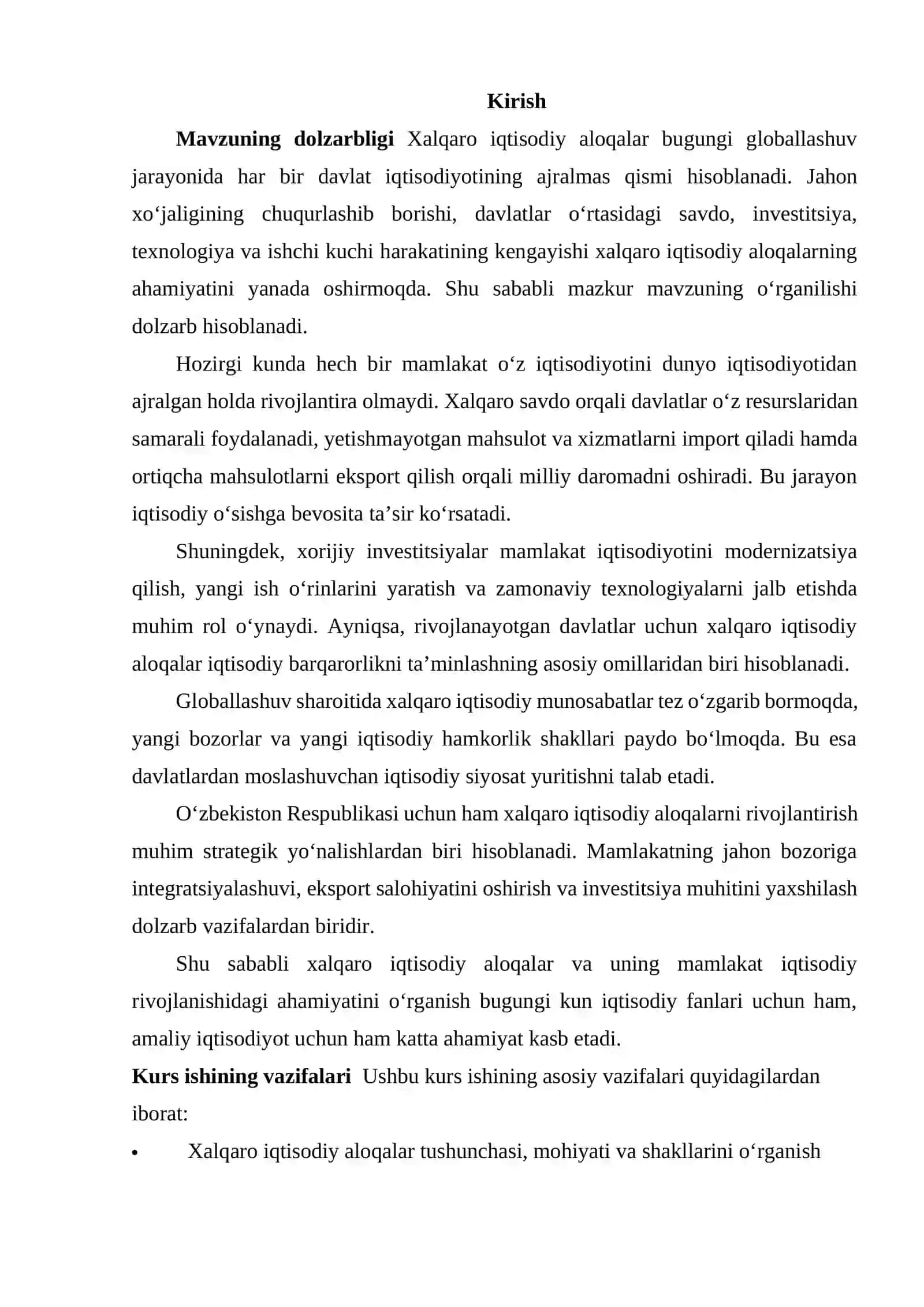 Xalqaro iqtisodiy aloqalar va uning mamlakat iqtisodiy rivojlanishidagi ahamiyati 2