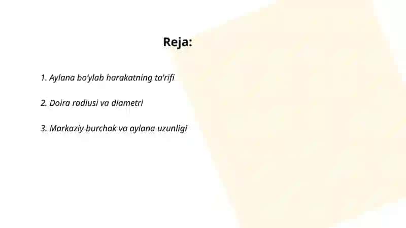 Jismlarning aylana boʻylab harakati 2