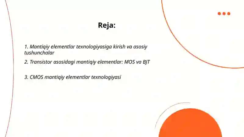 Mantiqiy elementlar texnologiyasi 2
