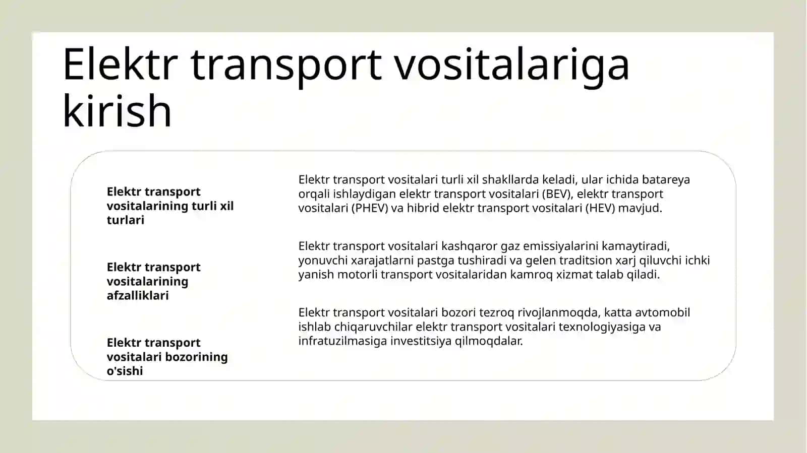Elektr transport vositalari 2