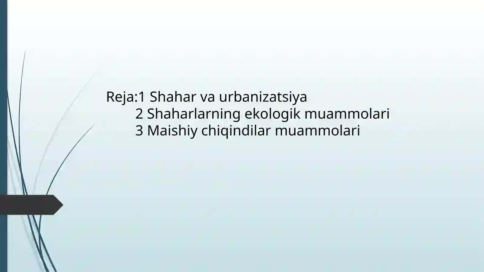 Shahar va urbanizatsiya ekologiyasi 2