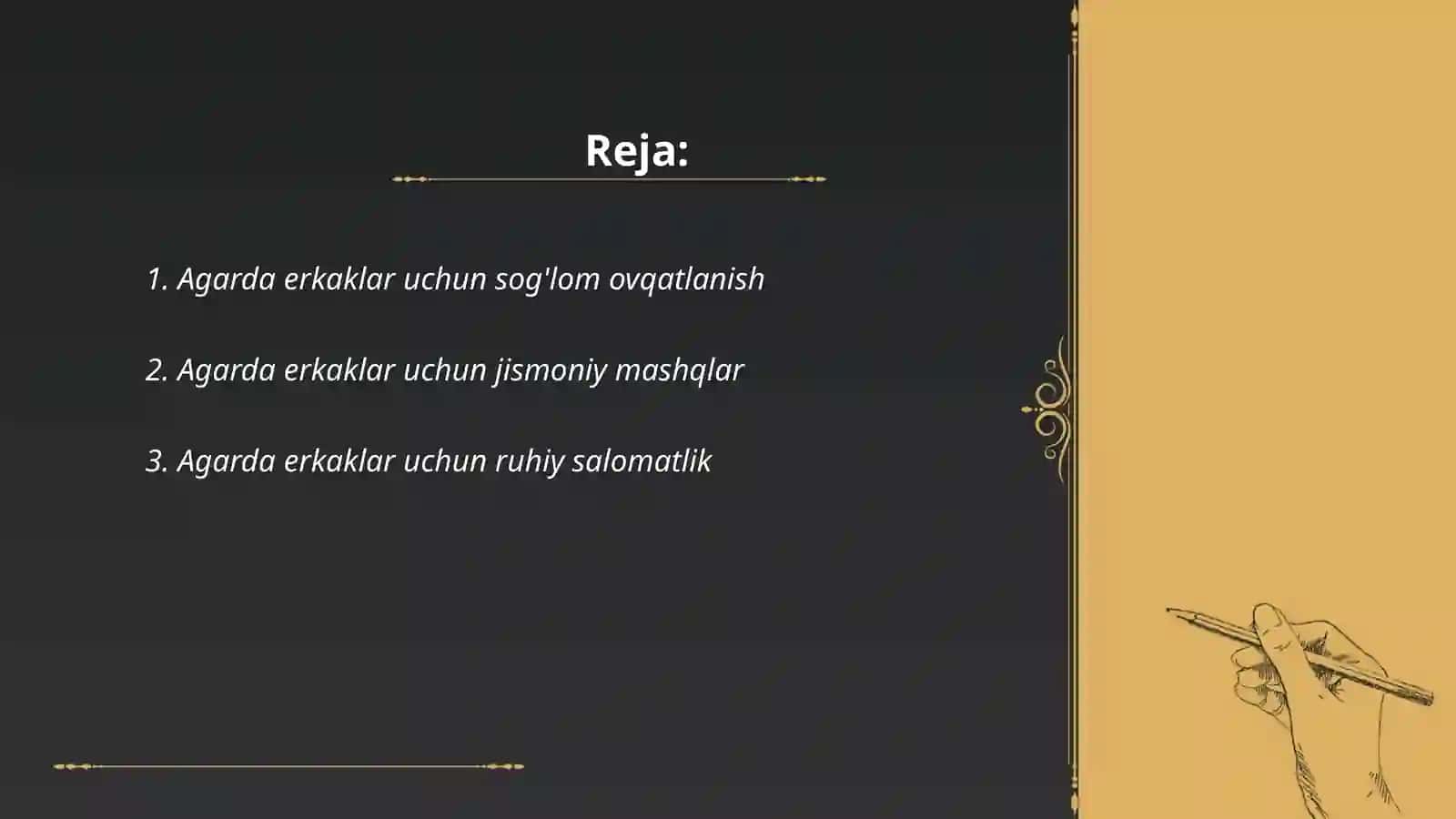 Agarda Erkaklar Uchun Sog'lom Ovqatlanish 2