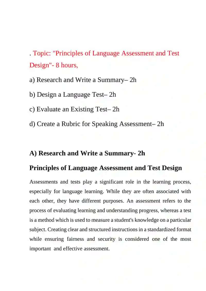 Principles of Language Assessment and Test Design 2