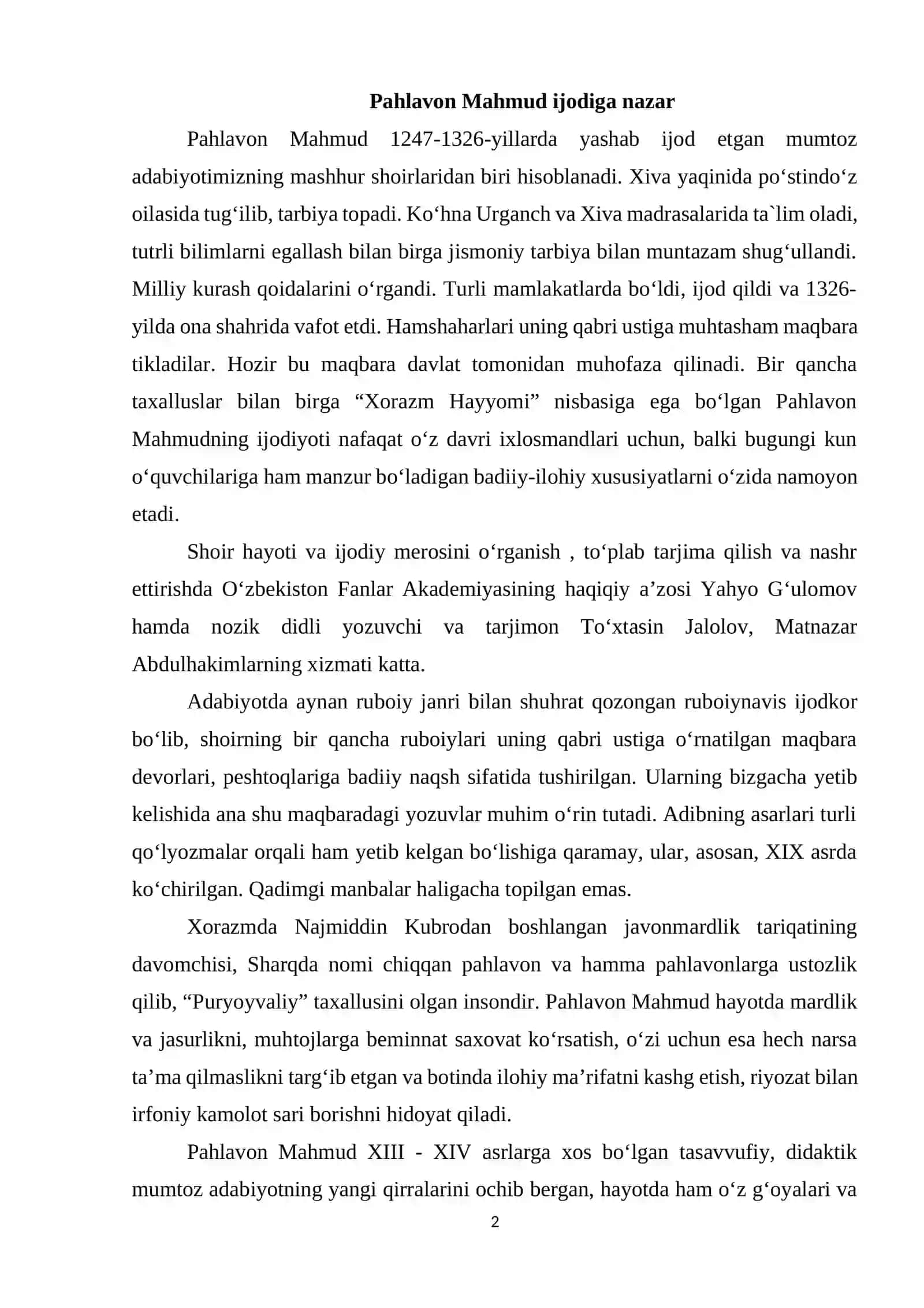Pahlavon Mahmud ruboiylarining axloqiy-ta'limiy hamda falsafiy mohiyati 2