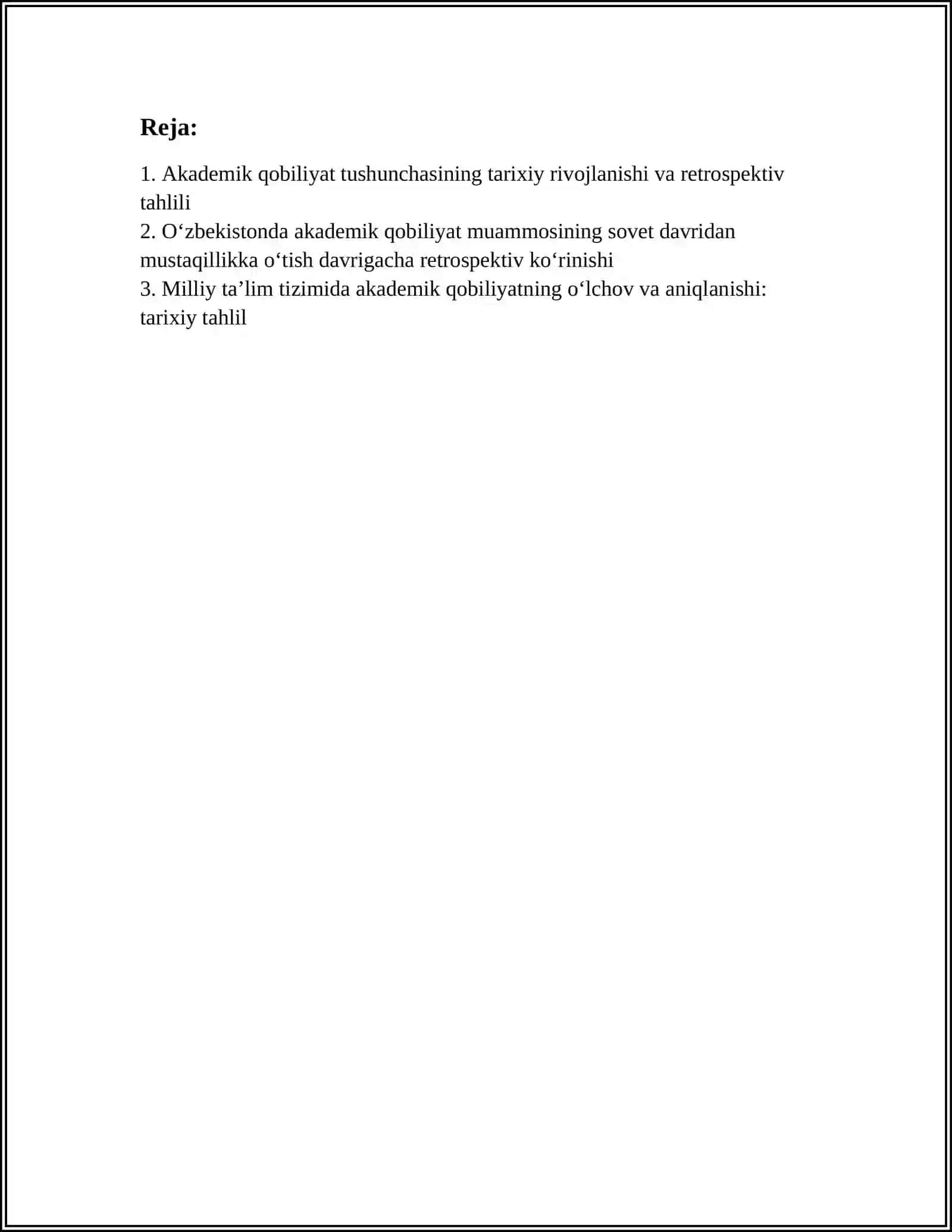 AKADEMIK QOBILIYAT MUAMMOSINING RETROSPEKTIV TAHLILI 2