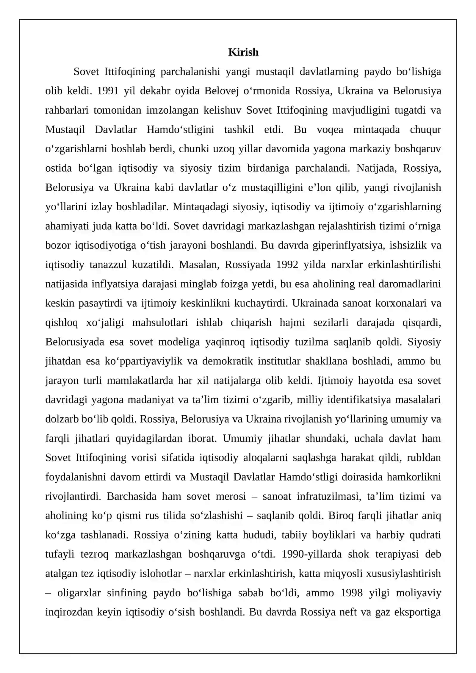 XX asr oxiri – XXI asr boshlarida Rossiya, Belorusiya va Ukraina 2