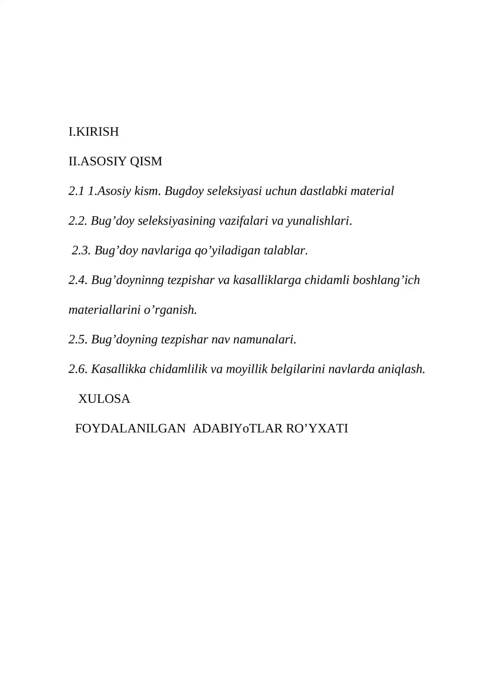 Bug’doy seleksiyasi uchun dastlabki materialni o’rganish mavzusini o’qitish uslubi 2