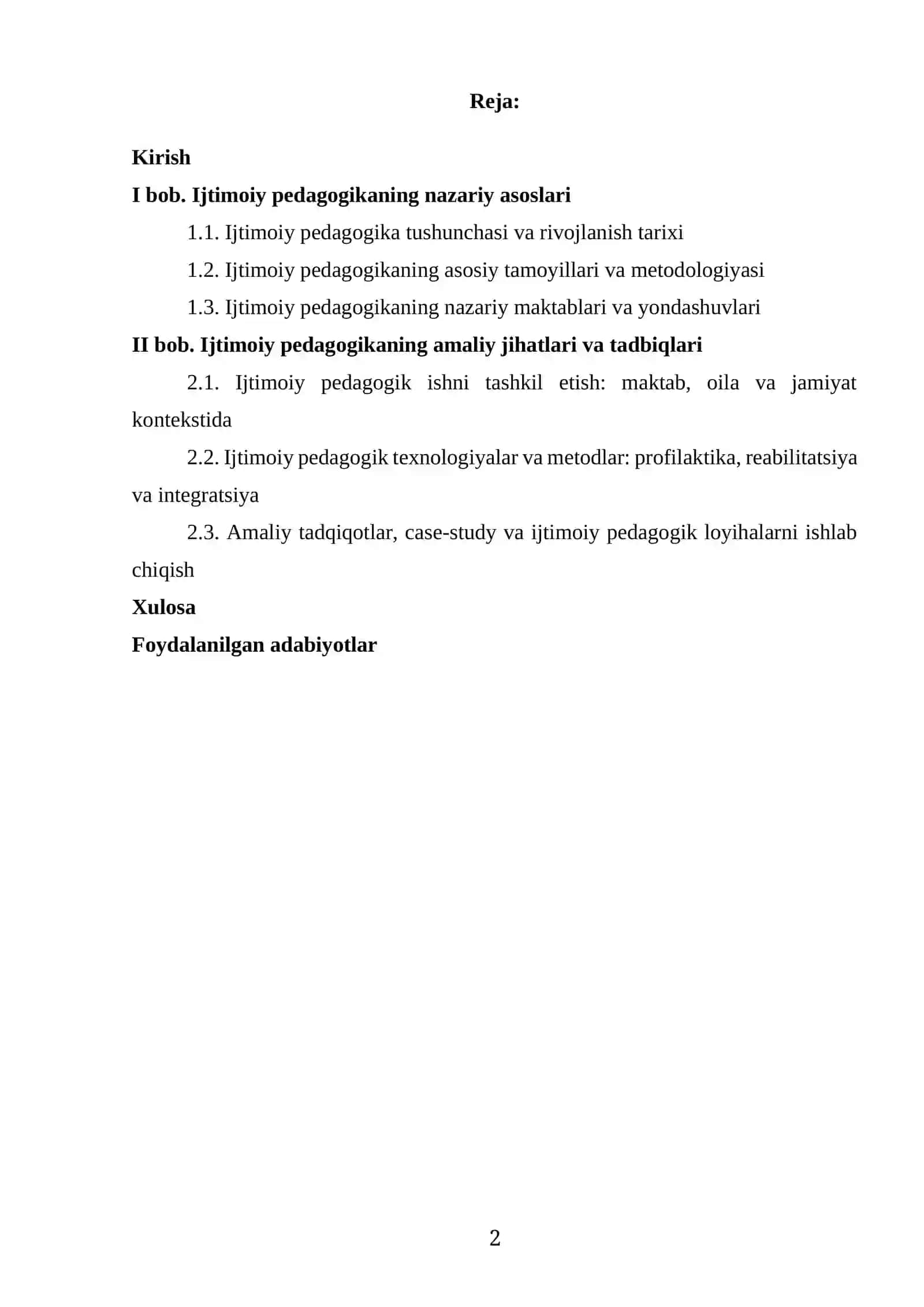 Ijtimoiy Pedagogika Tamoyillari Kurs Ishi 2