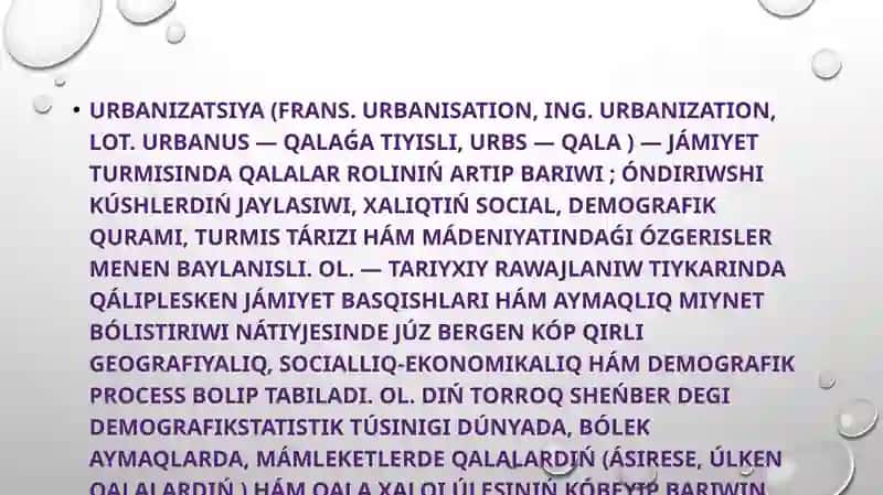 Urbanizatsiya hâm qala ekologiyasi 2