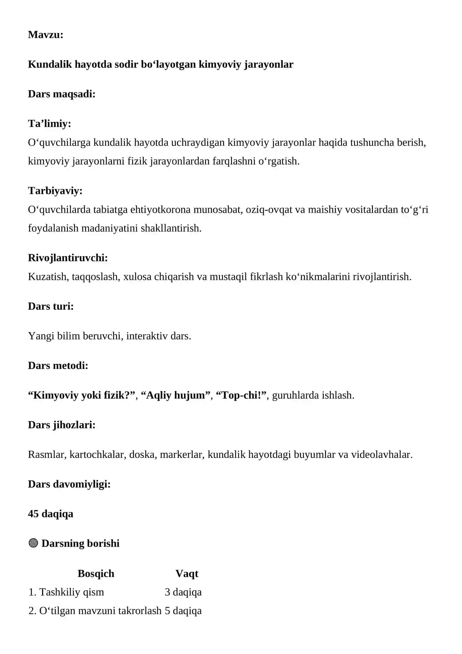 Kundalik hayotda sodir bo‘layotgan kimyoviy jarayonlar 2
