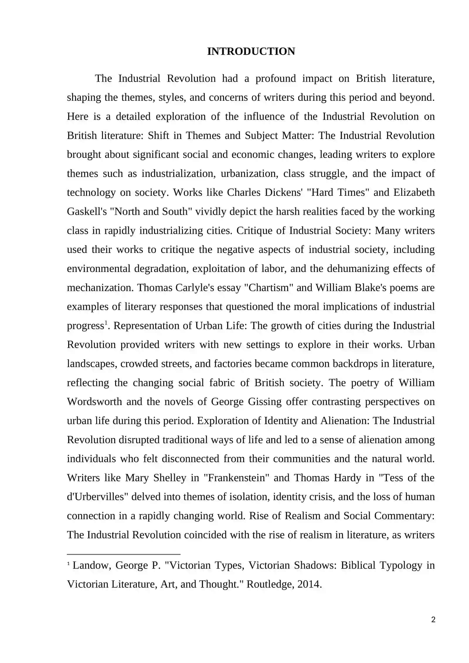THE INFLUENCE OF THE INDUSTRIAL REVOLUTION ON BRITISH LITERATURE 2