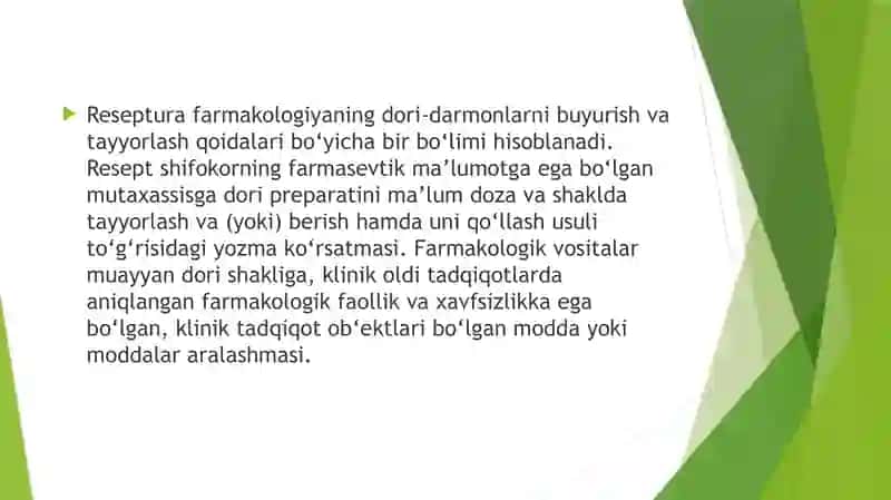 Retsept va tuzilishi 2