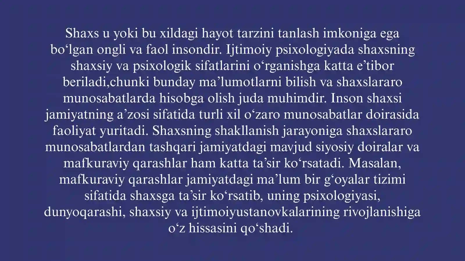 Shaxsni o‘rganishning ijtimoiy psixologiya uchun o‘ziga xosligi 2