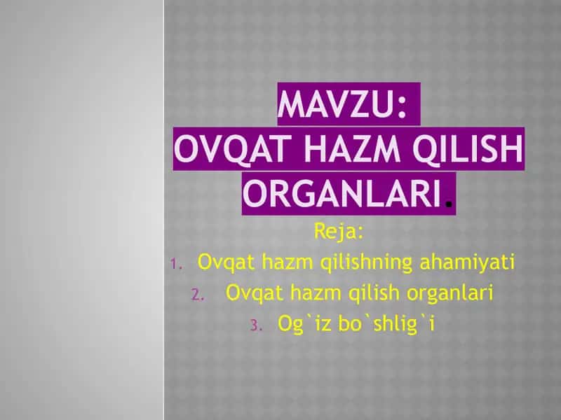 "Ovqat hazm qilish va uning ahamiyati" 2