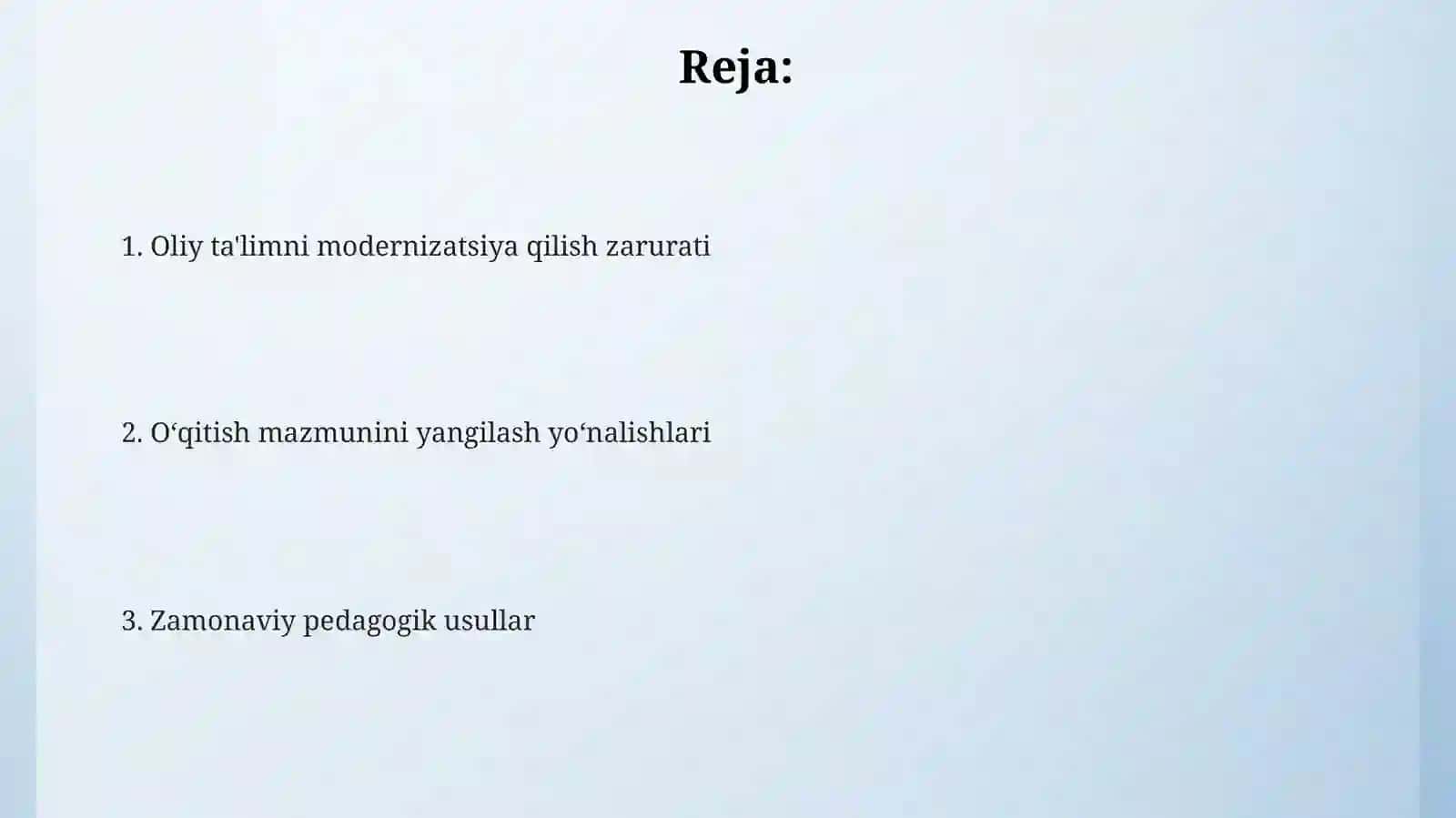 Oliy ta'limda oʻqitishning maqsadlari, mazmuni va usullari 2