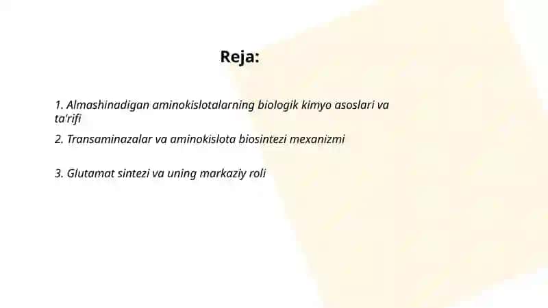 Almashinadigan Aminokislotalar biosintezi 2