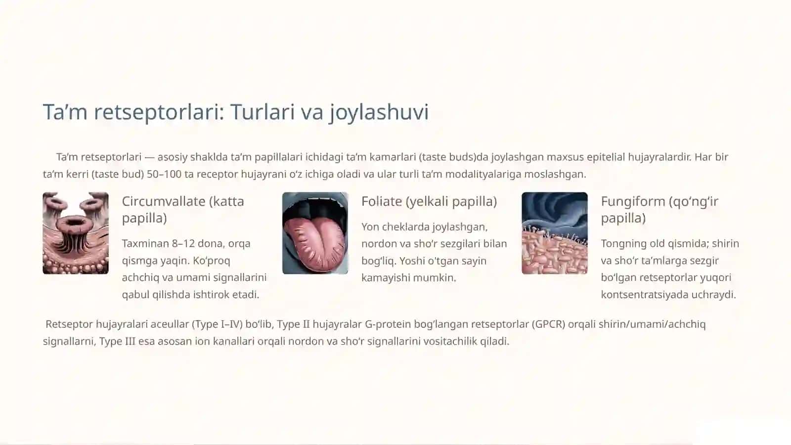 Ta’m bilishning biokimyoviy asoslari: Kirish 2