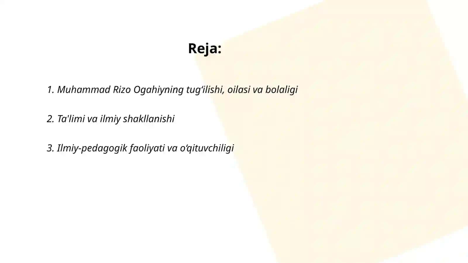 Muhammad rizo ogahiy hayoti va ijodi.tarixiy davr 2