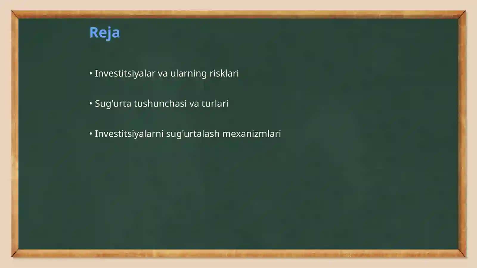 Investitsiyalarni risklardan sug'urta qilish 2