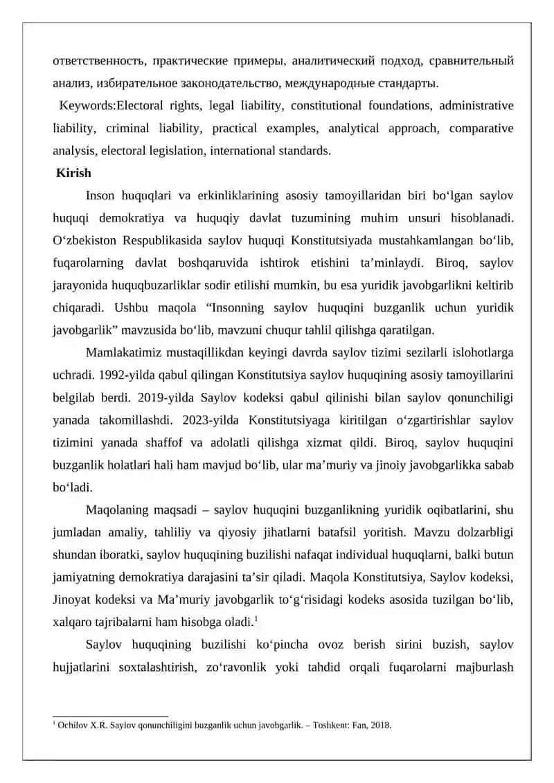 Insonning saylov huquqini buzganlik uchun yuridik javobgarlik 2
