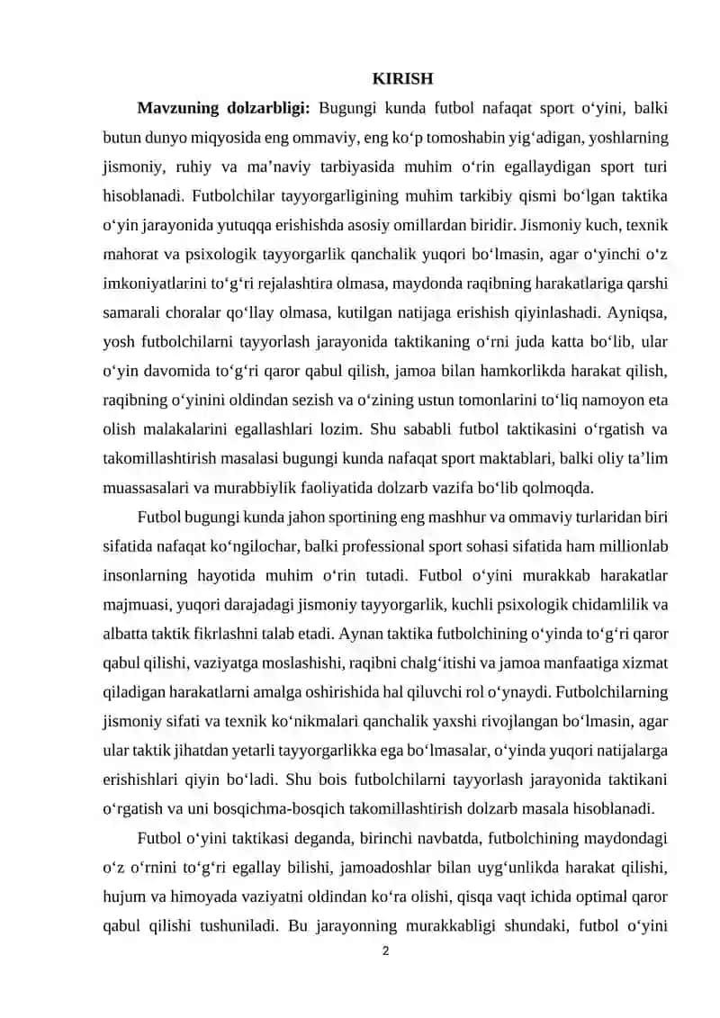 Futbol oʻyin texnikasi va taktikasini tasnifi 2