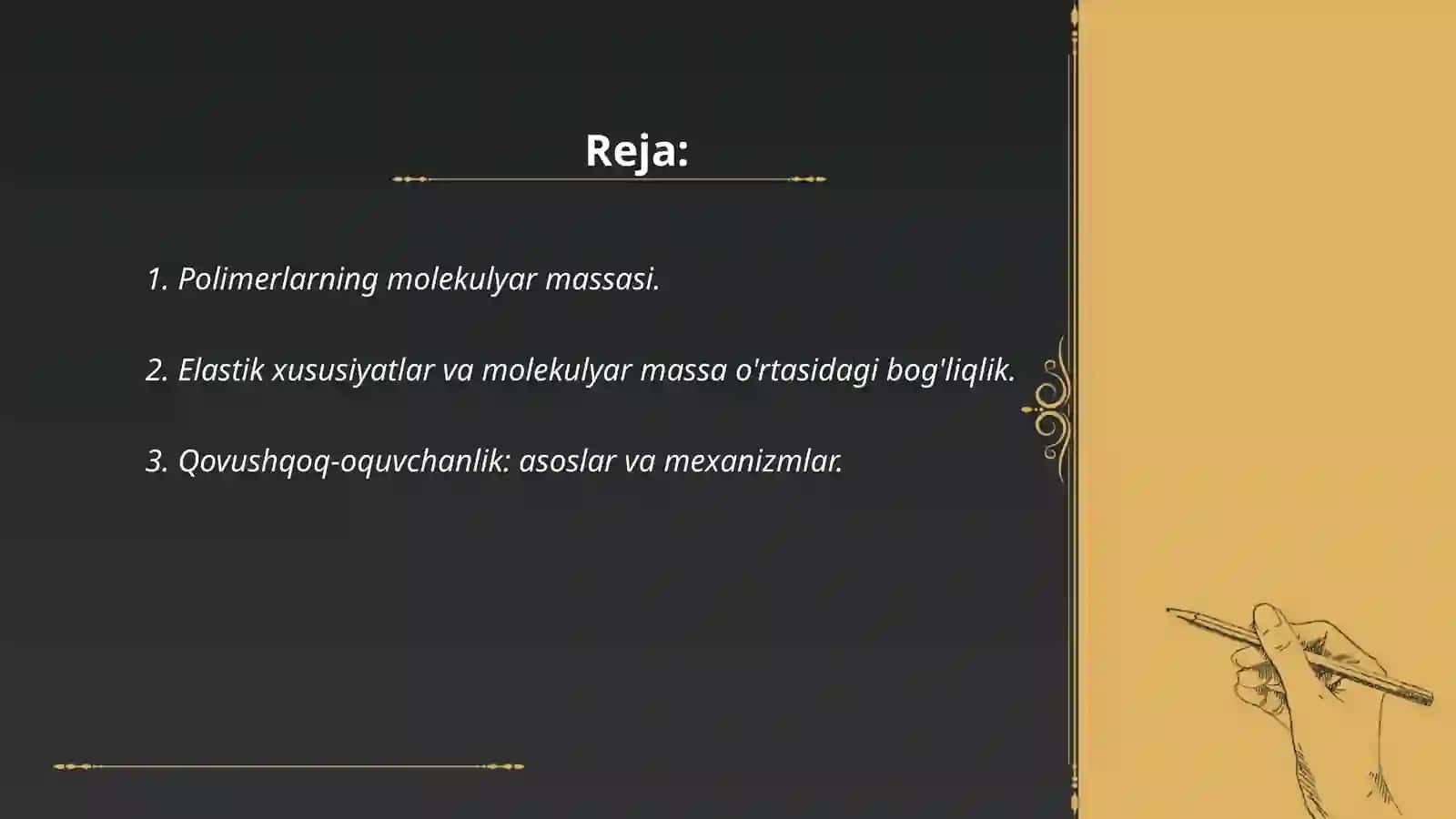 SHishasimon yuqori elastik qovushqoq-oquvchan holatlarning polimer molekulyar massasiga boĝliqligi 2
