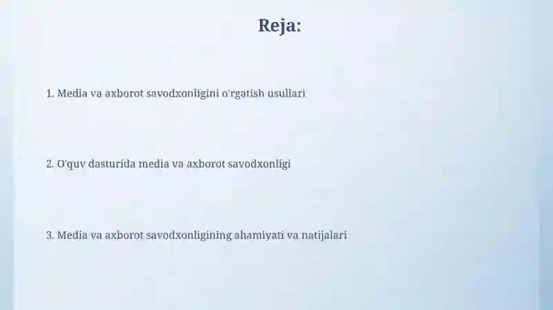 Media va axborot savodxonligi 2