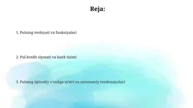 Pulning mohiyati va funksiyalari 2