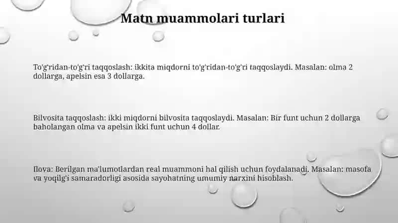 Matnli Masalalar 2