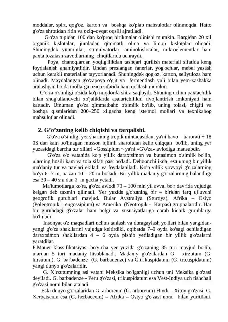 G’o’zaning xalq xo’jaligidagi ahamiyati 2