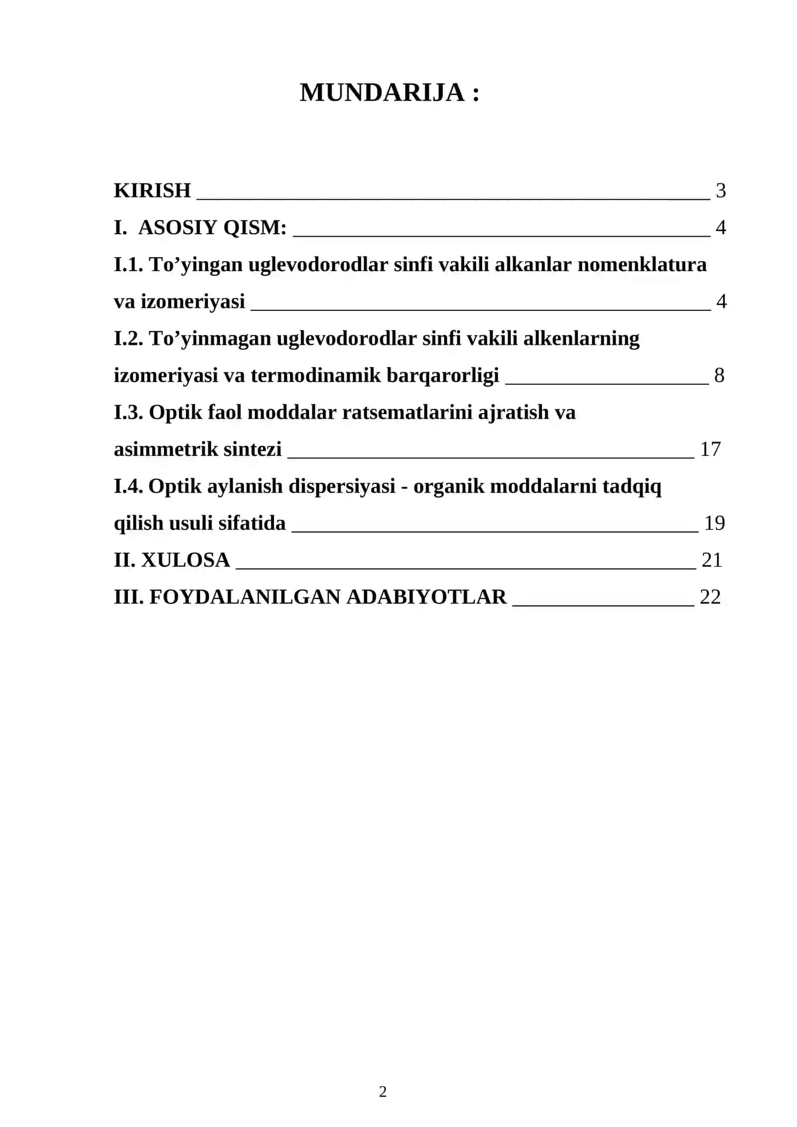 "TURLI SINF BIRIKMALARI IZOMERIYASI. OPTIK FAOL MODDALAR SINTEZI" MAVZUSI 2