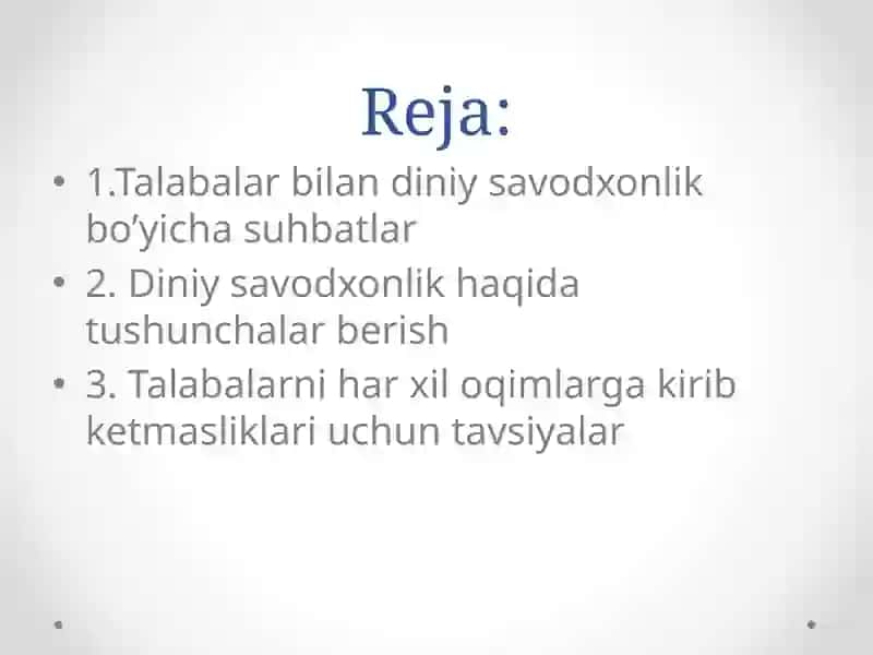 Diniy savodxonlik haqida tushunchalar berish 2