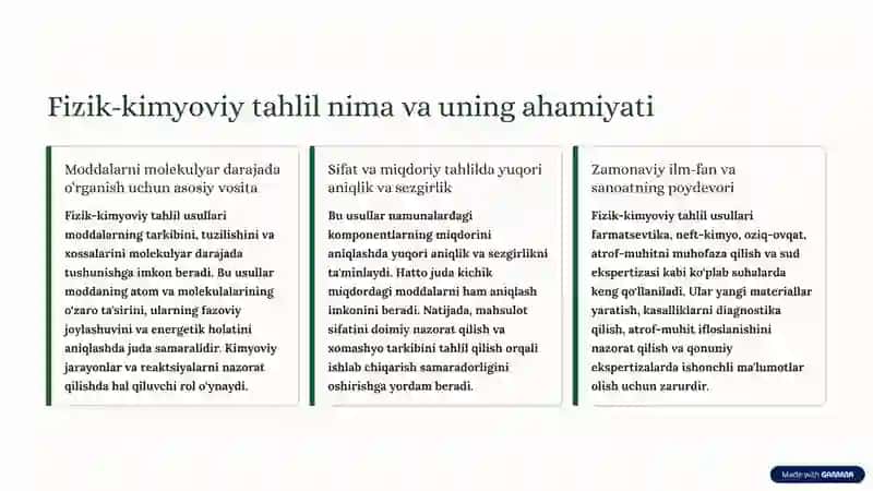 Fizik-kimyoviy tahlil usullarining fan va sanoatda tutgan o‘rni 2