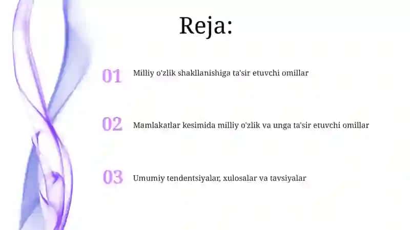 Milliy xususiyatni shakillantirishga tasir etuvchi omillar 5 ta davlatni yashash joyi va tarixi 2